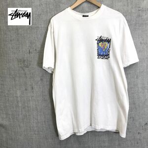 G2037-N◆ stussy ステューシー 半袖Tシャツ カットソー プリント ロゴ トップス ◆ sizeL ホワイト 白 コットン ストリート