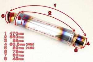 350mmショートサイレンサー 焼色ゼファー400 ZX-10R ZZR1100 GPZ900Rニンジャ ZRX1200 ZZR1400 Z1000 Z900