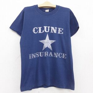 【50%OFF】古着 半袖 ビンテージ Tシャツ キッズ ボーイズ 子供服 80s CLUNE 星 クルーネック 紺 ネイビー 22may13 5OF