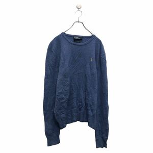 POLO RALPH LAUREN コットン ニット セーター ポロラルフローレン XL ブルー ビッグサイズ Vネック 古着卸 アメリカ仕入 a605-8324