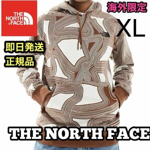 THE NORTH FACE ノースフェイス スウェット パーカー 裏起毛 模様 柄 ブラウン ホワイト L XL 海外限定 正規品