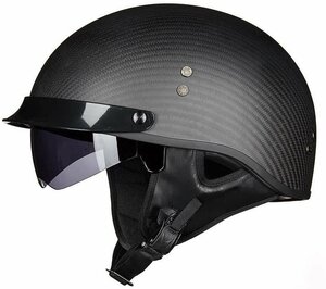 新発売　オフロード　 ハーフヘルメット 半帽 バイクヘルメット 炭素繊維内蔵サングラス