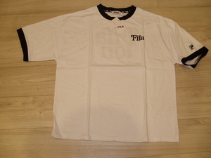 即決！新品★FILA[フィラ] リンガーTシャツ【メンズのＬ】 綿100% バッグプリント ポップロゴ　送料185円～　　3/4Q6