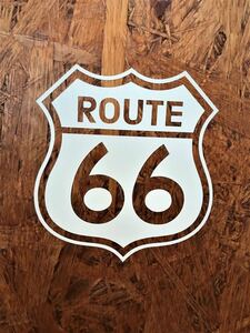 ルート66 ROUTE66 ロゴステッカー ホワイト 1枚 アメリカンロード ハーレーダビットソン スポーツスター883 ソフテイル バイクガール2