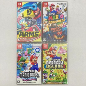 04wy4764△【1円～】Nintendo Switch ソフト4本セット [マリオブラザーズ ワンダー・Uデラックス・3Dワールド/ARMS] 中古品