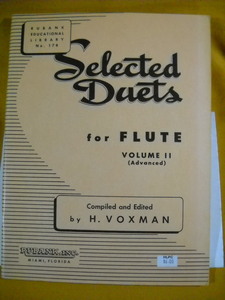 ヴォックスマン編 セレクテッド・デュエット第2巻 フルート2重奏曲集　上級級　SELECTED DUETS FOR FLUTE,VOL.2 (ED.VOXMAN)　RUBANK