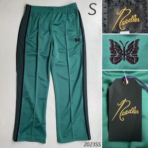 新品正規 2023SS NEEDLES ニードルズ Track Pant Poly Smooth トラック パンツ S ニードルスMR286 グリーン ストレート ジャージ