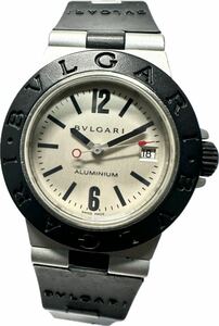 1円〜 Y BVLGARI ブルガリ アルミニウム AL29A シルバーダイヤル レディース クォーツ デイト アンティーク 時計 32403370