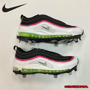 【送料無料】カスタムクリーツ 野球 スパイク 金具 ナイキ Air MAX 97 ホワイト ブラック 27.5cm nk-custom97l