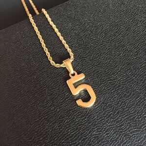 ネックレス フレンチロープチェーン ４５cm ナンバー 数字 番号 ５番 金 ゴールド GOLD ユニセックス 男女兼用