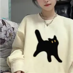 レディース トレーナー XL ホワイト 韓国 オルチャン ねこ ネコ