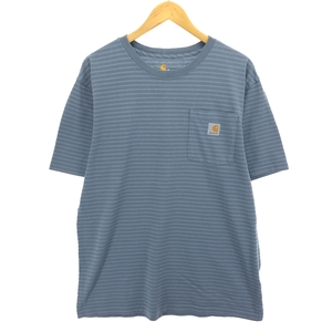 古着 カーハート Carhartt ORIGINAL FIT ボーダー柄 半袖 ワンポイントロゴポケットTシャツ メンズM相当 /eaa432629