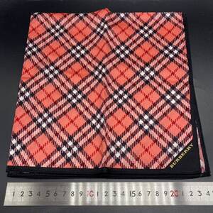 BURBERRY バーバリー ハンカチ　レッド　チェック　ふちブラック　no.43