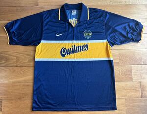 【90s NIKE製】 Boca Juniors ゲームシャツ L マラドーナ ヴィンテージ サッカー ユニフォーム ナイキ ボカジュニアーズ Y2K ストリート