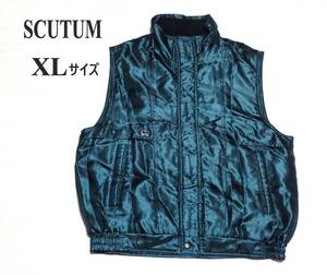 ☆SCUTUM　☆ポリエステル　☆中綿入り　☆モックネックベスト　☆中綿ベスト　☆防寒着　☆秋冬用　☆グリーン　☆メンズ　☆XL 