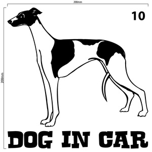 自作カッティングステッカー DOG IN CAR / ドッグインカー パターン 10 200×200mm ネコポス対応可 ステッカー 商品同梱可 新品[S-207]