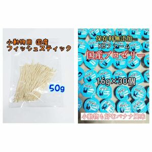 国産フィッシュスティック 50g 国産プロゼリー16g 30個 ハリネズミフクロモモンガ ハムスター 小動物 KBファーム