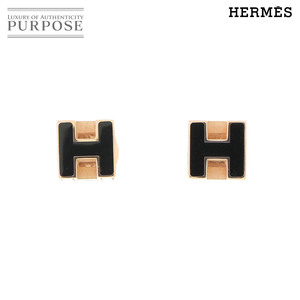 新品同様 エルメス HERMES カージュドアッシュ Hキューブ ピアス ピンクゴールド ブラック アクセサリー Earrings 90262614