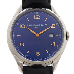 Baume & Mercier ボーム＆メルシェ クリフトン M0A10420 腕時計 SS×型押しレザー クオーツ メンズ 青文字盤【I170224072】中古