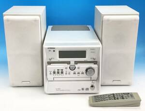 動作品 Victor ミニコンポ UX-W50 リモコン付き MICRO COMPACT MD SYSTEM MD CD カセット FM/AM オーディオ機器 ビクター