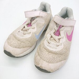 ◇ Θ NIKE ナイキ DD1095600 レボリューション キッズ スニーカー サイズ20 ベージュ　ピンク 女の子 E