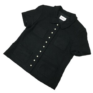 ☆J-11 INGEBORG インゲボルグ ピンクハウス 半袖 ジャケット 上着 トップス size S ブラック レディース