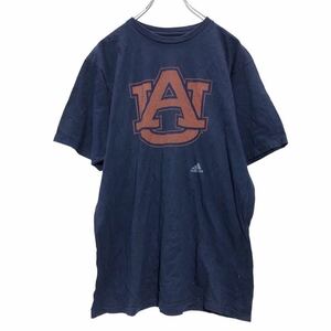 adidas 半袖 プリントTシャツ L ネイビー オレンジ アディダス ロゴ 古着卸 アメリカ仕入 a506-6249