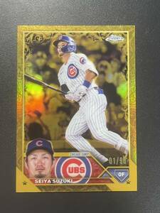 [99枚限定 ファーストナンバー！] 鈴木誠也 2023 Topps Chrome Gilded GOLD パラレル Seiya Suzuki Chicago Cubs MLBカード 