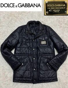 1円〜【極美品】DOLCE & GABBANA 中綿ライダースジャケット　ブルゾン ジャケット 上着　ブラック M