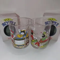 訳あり新品★2点セット/Disney/昭和レトロ/ガラスコップ/ミッキー/ミニー