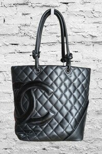 1円スタート 美品 CHANEL シャネル トートバッグ カンボンライン ブラック ココマーク ハンドバッグ ラムスキン マトラッセ