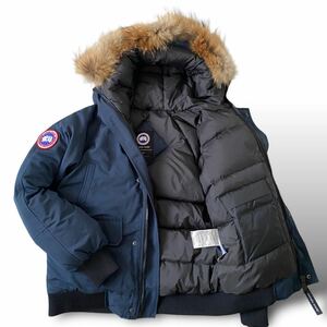 美品● CANADA GOOSE カナダグース ダウンジャケット 2way 着脱可能 Chilliwack Bomber チリワックボンバー ワッペン ネイビー