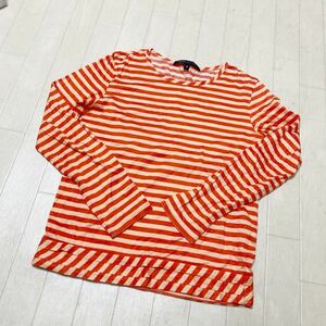 3870☆ MARC JACOBS マークジェイコブス トップス カットソー 長袖Tシャツ レディース S オレンジ イエロー ボーダー