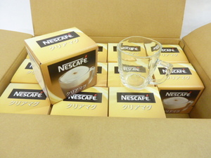 R③　新品 ネスカフェ NESCAFE クリアマグ 12個まとめ コップ グラス コーヒー マグカップ バリスタ 非売品 透明 ガラス製　角型