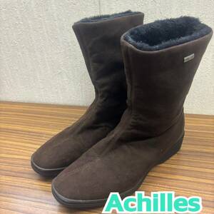 靴 ◆ Achilles ◆ スノー ハーフブーツ 23.5cmEEE ダークブラウン ◆ レディース シューズ 防寒シューズ