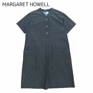 MARGARET HOWELL】美品　リネン混/半袖ワンピース