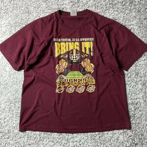 【00sオールド】アメフト　大判プリント　ビッグシルエットTシャツ ボルドー　XLサイズ　古着 オーバーサイズ　海外規格