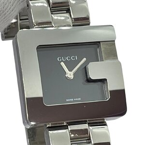 USED GUCCI グッチ 3600L 腕時計 クォーツ アナログ レディース 黒文字盤 シルバーカラー Gスクエア Gフェイス Gウォッチ 稼働品