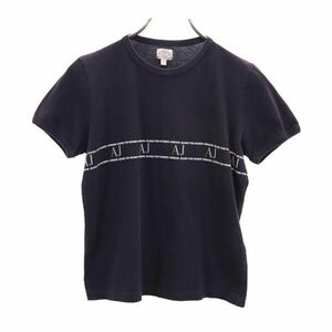 アルマーニジーンズ イタリア製 ロゴプリント 半袖 Tシャツ USA6 ネイビー系 ARMANI JEANS レディース