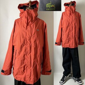 ★【国内正規品 日本製】LACOSTE ラコステ ナイロン100％ マウンテンパーカー アウター パーカー ジャケット ブルゾン サイズ3 オレンジ