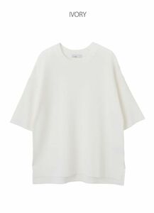 【STYLE DELI】涼感サマーニット５分袖トップスB/アイボリー・Mサイズ