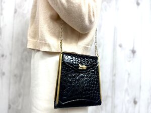 極美品 CELINE セリーヌ ヴィンテージ 艶 クロコダイル ショルダーバッグ バッグ 黒 79996