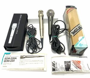 SONYコンデンサーマイクロホンECM-220 / Technics DYNAMIC MICROPHONE RP-V400 昭和レトロ　コード付 マイク マイクロホン