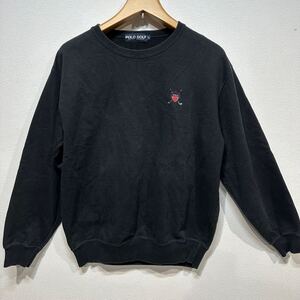 【美品】POLO GOLF RALPH LAUREN トレーナー スウェット 長袖 L ロゴ　ワッペン　黒　ナイガイ製 ヴィンテージ