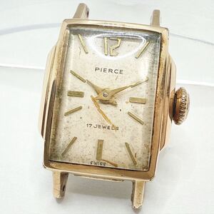 PIERCE ピアース 14K GOLD FILLED 5139 手巻き スクエア 17石 スイス製 ゴールドカラー レディース 腕時計 ヴィンテージ UKTC①