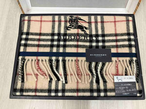 未使用品 Burberry ウールひざ掛け ウール100% 65×120cm（フサ込み）日本製 箱にいたみあり