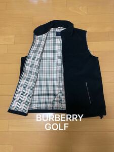 BURBERRY GOLF バーバリー ゴルフ フリース ベスト ブラック 裏側ノバチェック メンズ Lサイズ