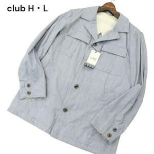 未使用★ club H・L クラブ アッシュエル 通年 背抜き シャンブレー★ 長袖 カバーオール ワーク ジャケット Sz.M　メンズ　A4T04265_4#O