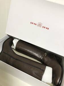 cava cava◆サヴァサヴァ◆ブーツ◆ダークブラウン◆ミドル丈◆ロングブーツ◆23cm◆ブラウン◆レザー◆こげ茶