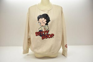 古着 Betty-Boop 裏起毛 長袖 スウェット フリーサイズ 白[ベティちゃん][トレーナー][ビンテージ][レトロ]